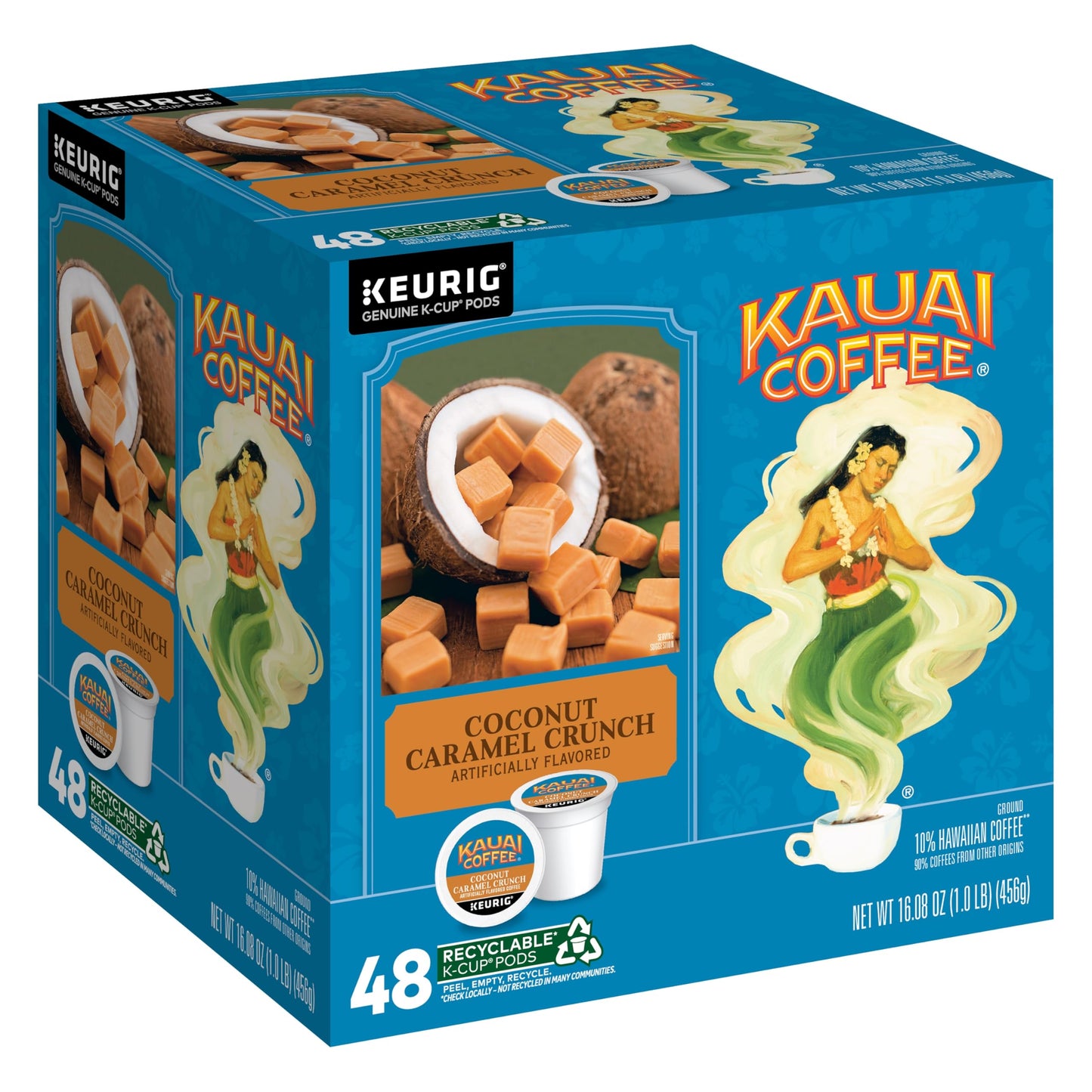Kauai Coffee K-Cup Pods for Keurig – Medium Roast, Coconut Caramel Crunch – 48 Count
