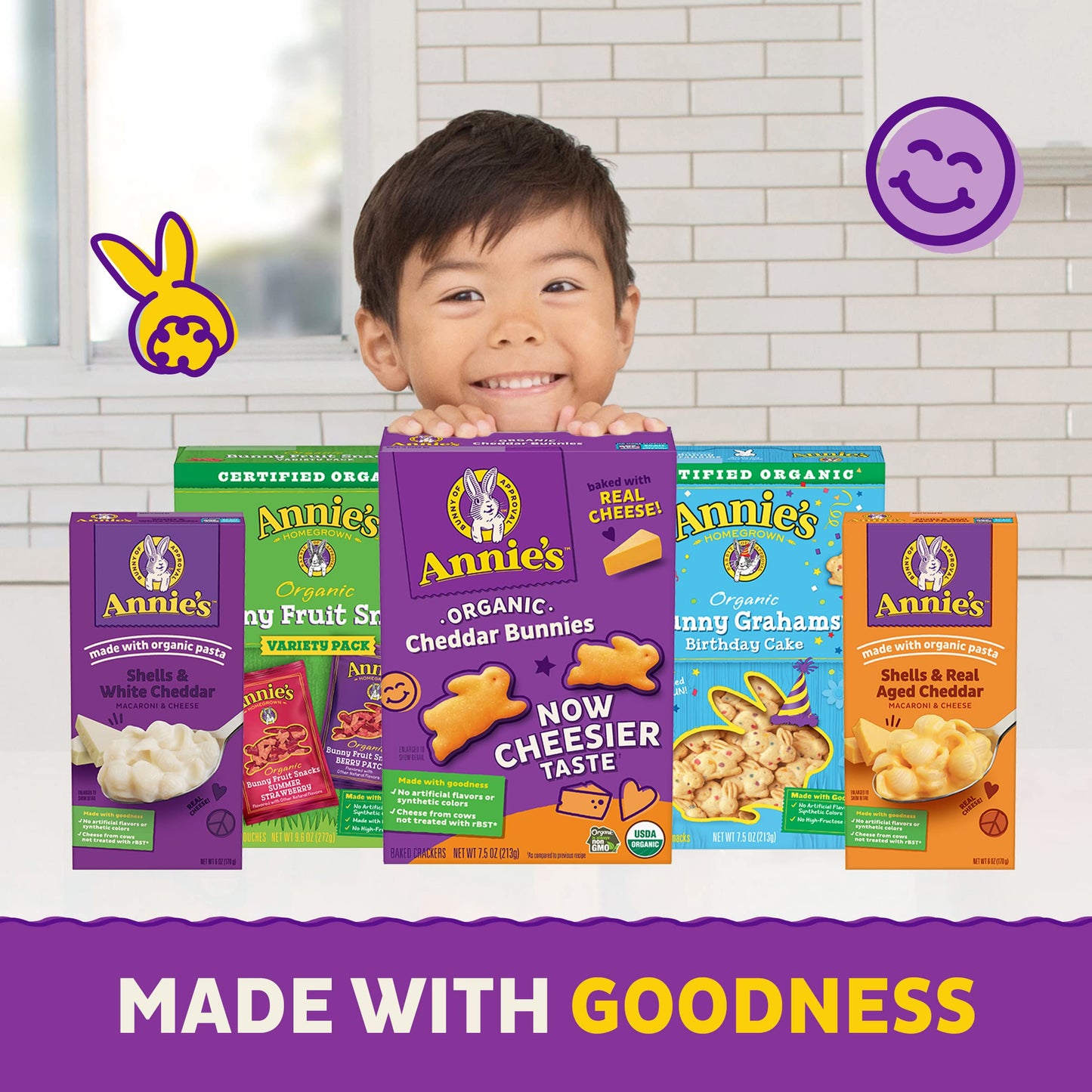Annie S Organic Cheddar Cheesy Smiles, Baked Corn Puffs, Gluten Free, 4 Oz (Pack Of 12)