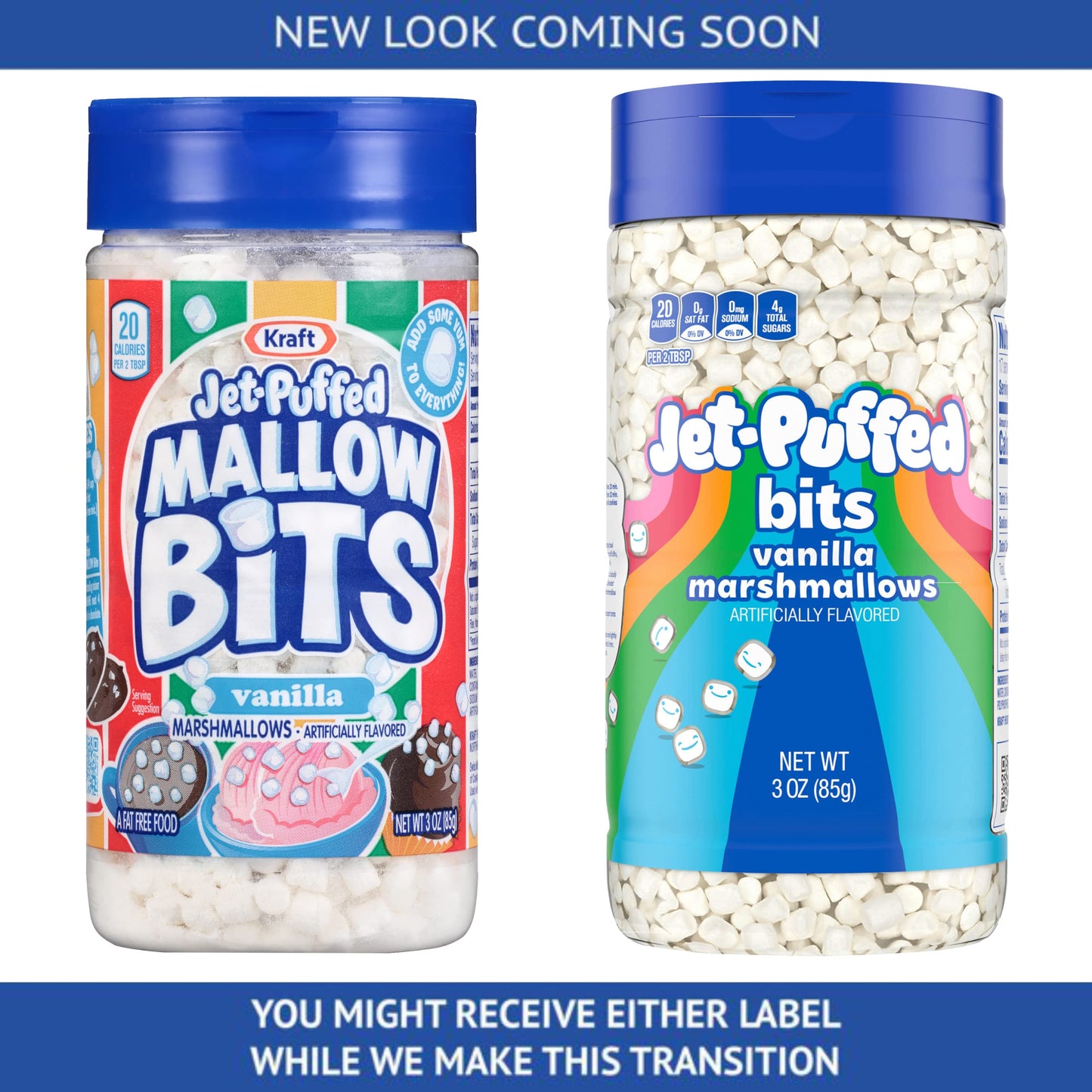 Kraft Jet-Puffed Mallow Bits Vanilla Flavor Marshmallows, 3 Ounce (Pack of 2) with By The Cup Portion Control Scoop