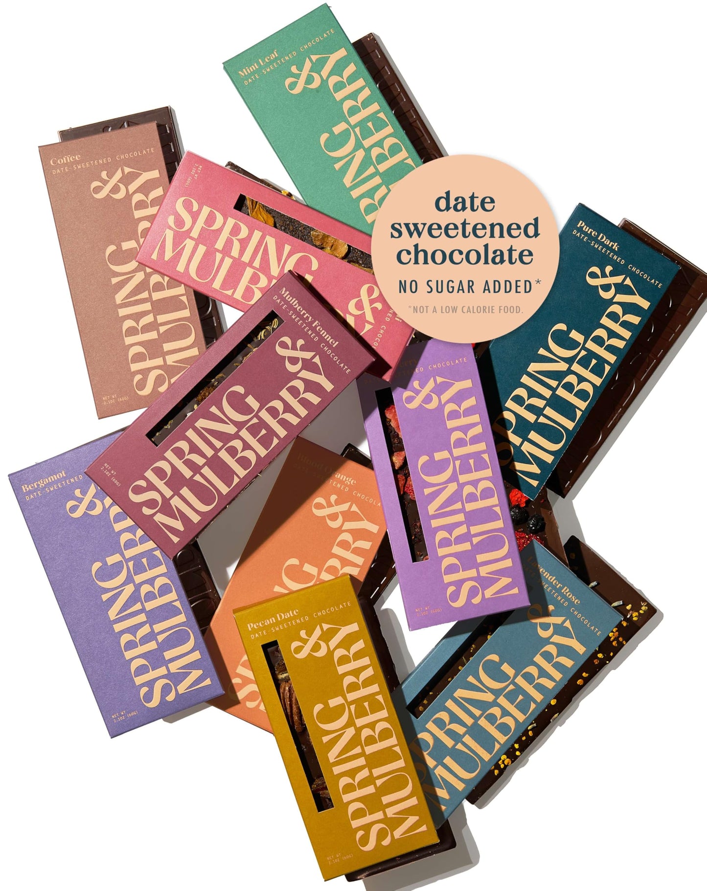 Spring & Mulberry Date-Sweetened Chocolate - 10-Bar Pack, Flavors with Fruits, Nuts, Spices & Essential Oils for the Perfect Tre