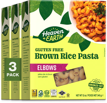 Heaven & Earth Brown Rice Gluten Free Elbow Pasta, 12oz (3 Pack) | Whole Grain | Amazing Texure - Tastes Like Regular