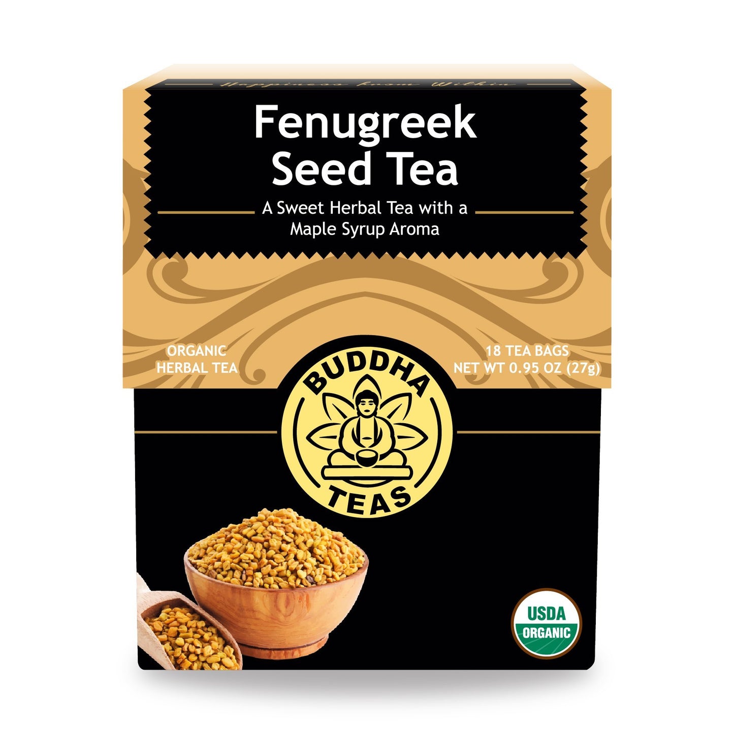 Buddha Teas Organic Fenugreek Seed Tea - Ou Kosher, Usda Organic, Ccof Organic, 18 Bleach-Free Tea Bags