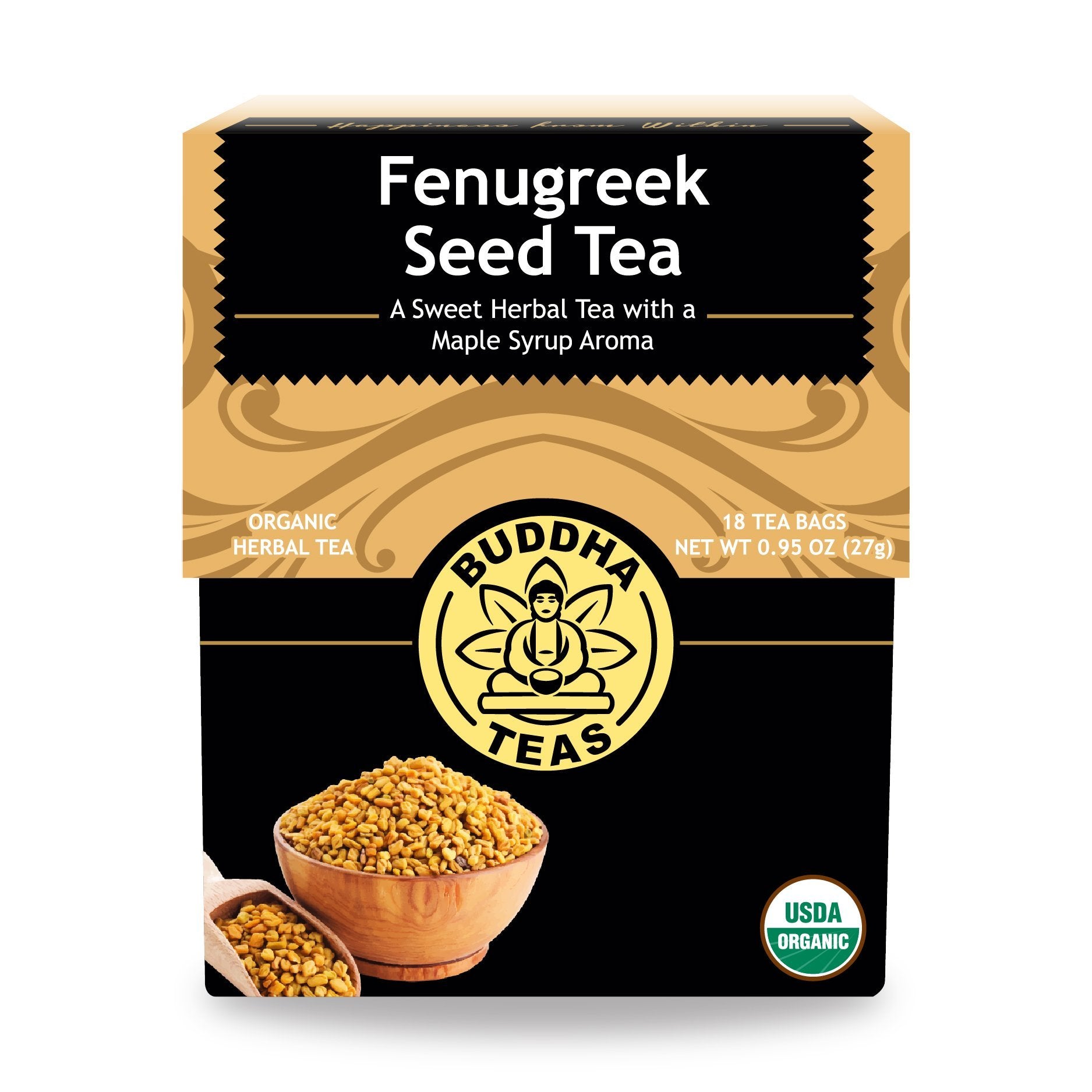 Buddha Teas Organic Fenugreek Seed Tea - Ou Kosher, Usda Organic, Ccof Organic, 18 Bleach-Free Tea Bags