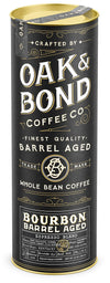 OAK & BOND Espresso Bourbon Barrel Aged Coffee, Whole Bean Arabica, Dark Roast, 10oz, Black