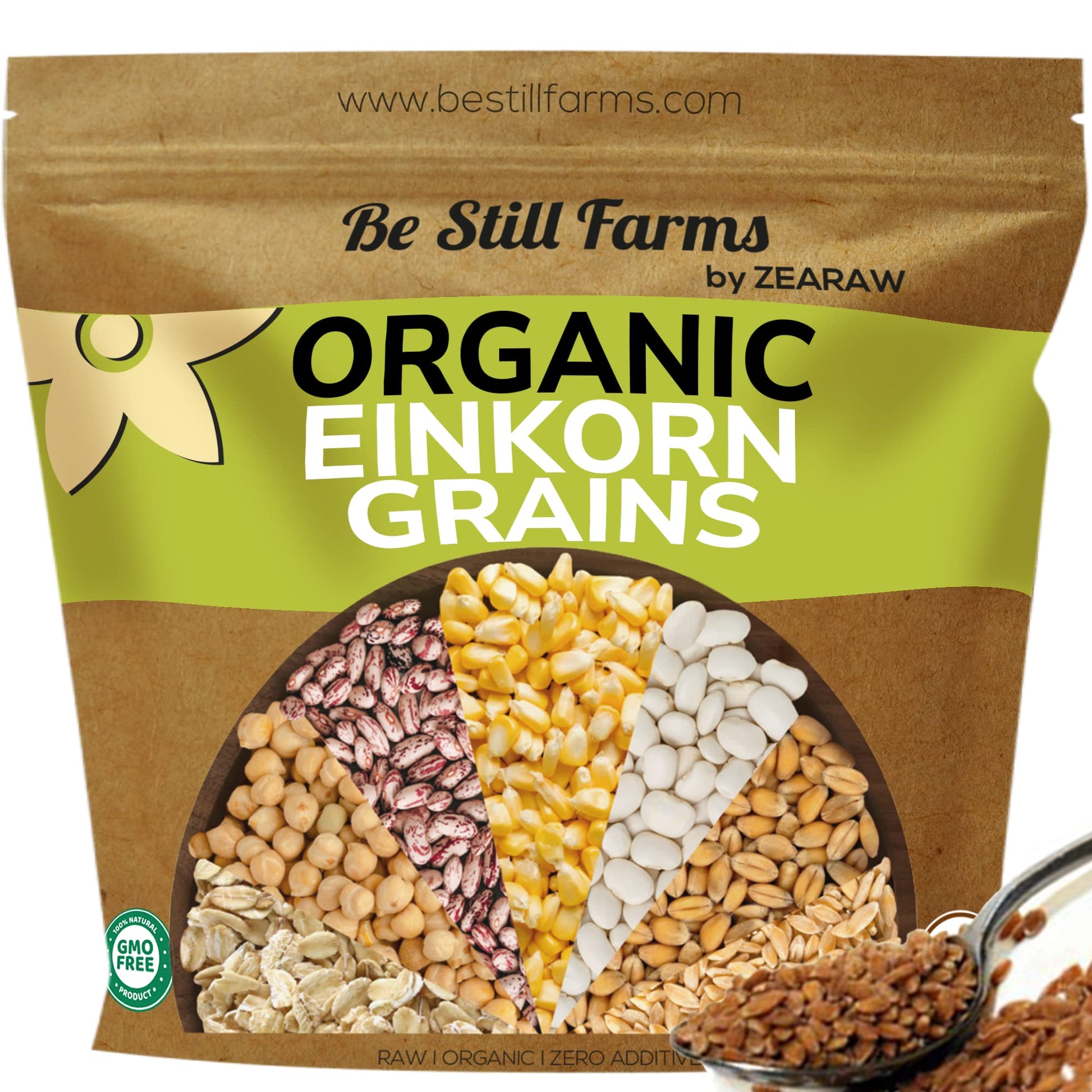 Be Still Farms Einkorn Farro Grain Organic (4.8 lb) - Einkorn Wheat Berries Bulk Whole Ancient Grains - Ideal for Soup, Flour, B