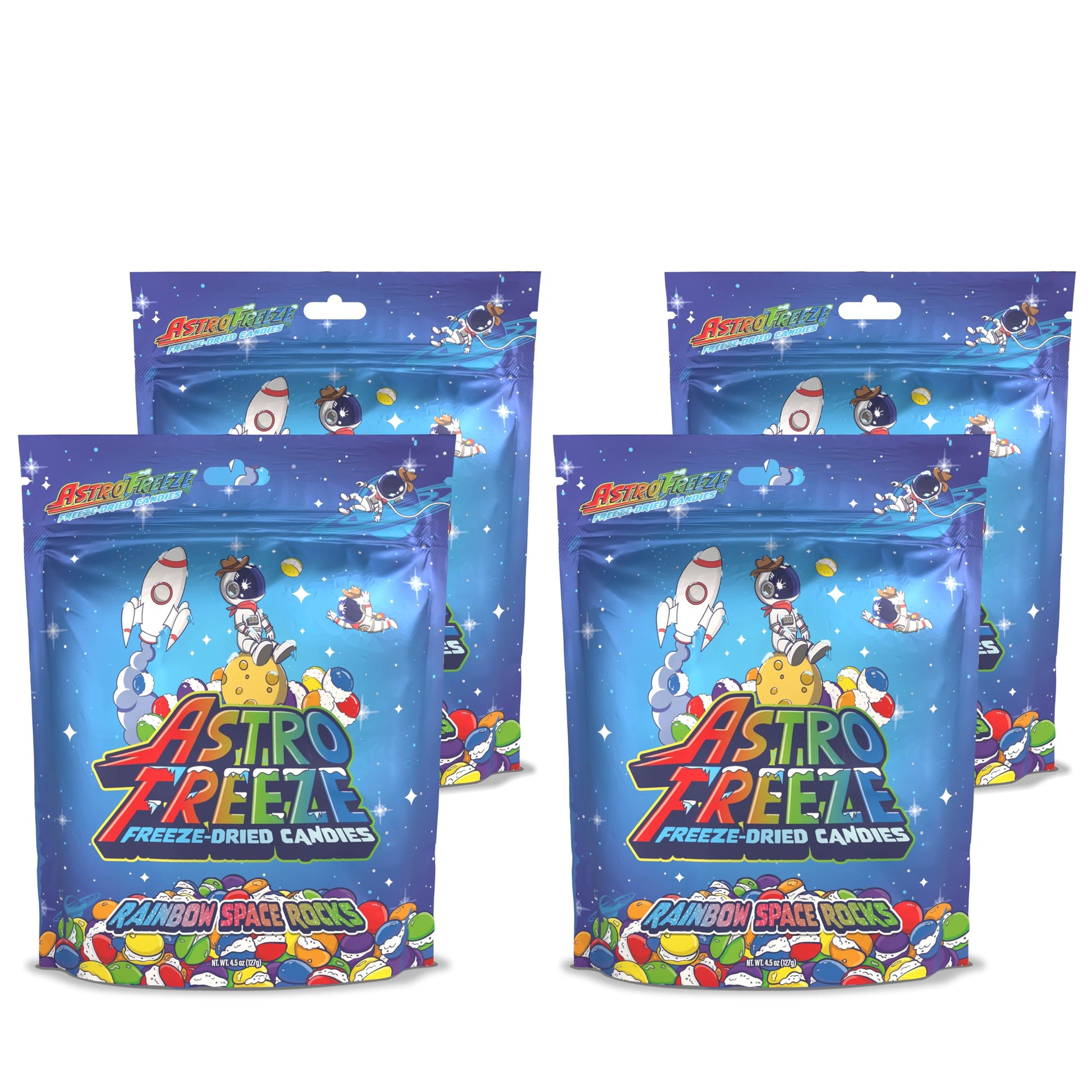 Premium Freeze Dried Skittles - [4-Pack] 18Oz 1.13Lb - Rainbow Space Rocks Freeze Dried Candy - Original Skittle Flavors = Lime,