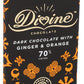Divine Chocolate Chocolate Bar Dark Ginger Orange, 3 Oz