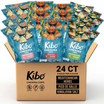Kibo Chickpea Chips Variety Party Pack - High Protein-Fiber, Certified Gluten-Free, Non-GMO, Vegan - 3 Flavor Variety Pack - 1oz