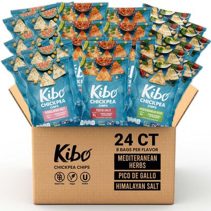 Kibo Chickpea Chips Variety Party Pack - High Protein-Fiber, Certified Gluten-Free, Non-GMO, Vegan - 3 Flavor Variety Pack - 1oz