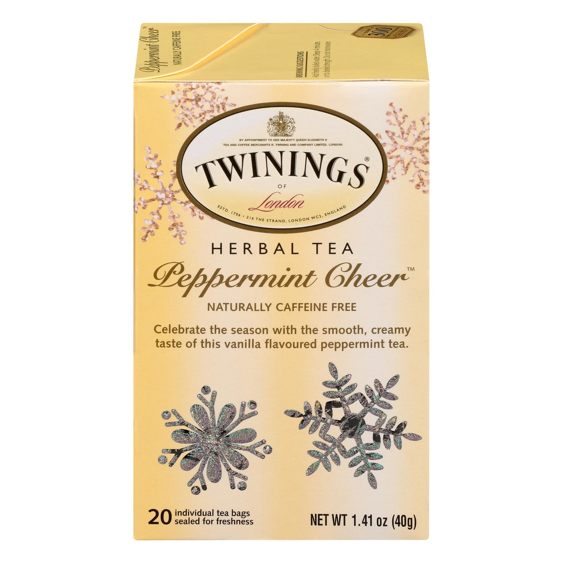 Twinings Peppermint Cheer Herbal Tea, 20 Count (Pack of 6), Naturally Caffeine-Free, Peppermint & Creamy Vanilla Flavor