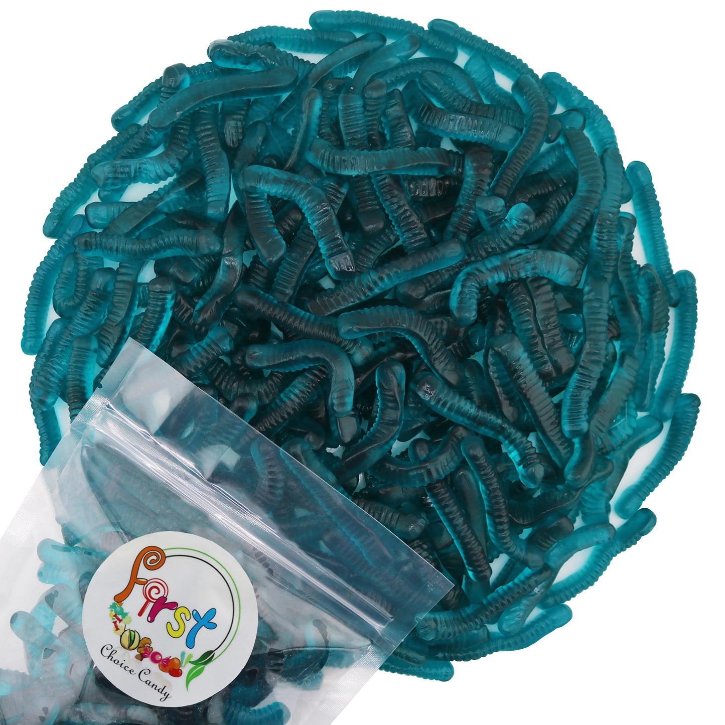 Firstchoicecandy Sweet & Sour Gummy Worms, Multi Flavors And Solid Colors (5 Pound, Blue Raspberry)