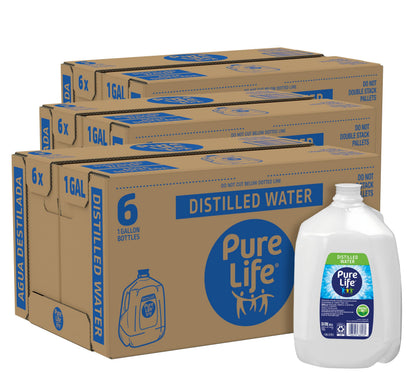 Distilled Water Gallons - Cases of 6 1 Gallon Bottles - 3 Cases (18 Total Gallons)