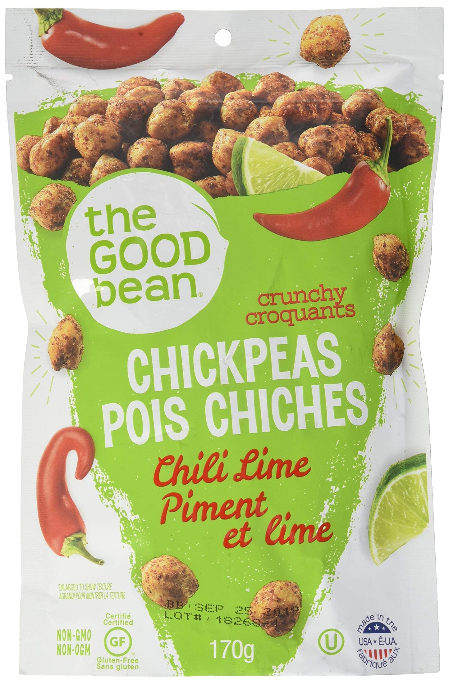 The Good Bean Chickpea Snacks  Smoky Chili/Lime  Gluten And Nut Free  6 Ounce