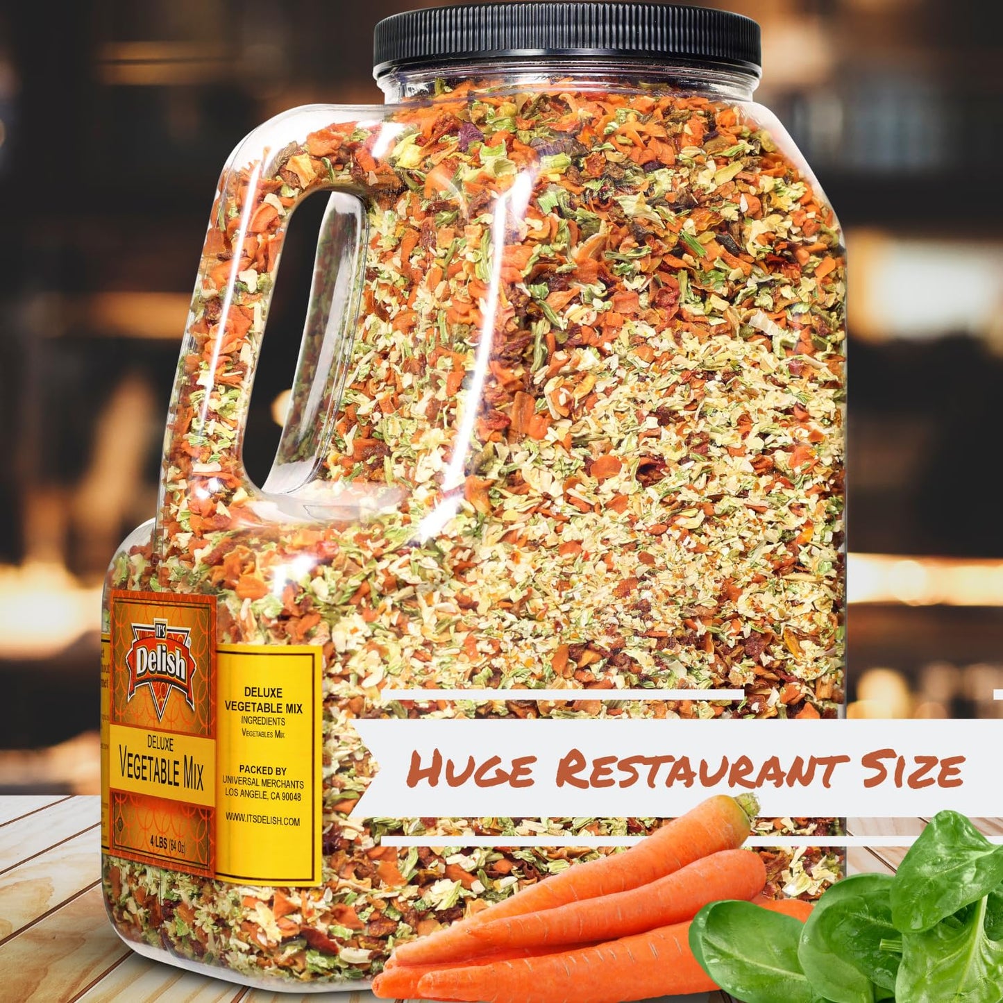 Deluxe Dried Vegetable Soup Mix By Its Delish, 4 Lb Restaurant Gallon Size Jug With Handle | Premium Blend Of Dehydrated Vegetab
