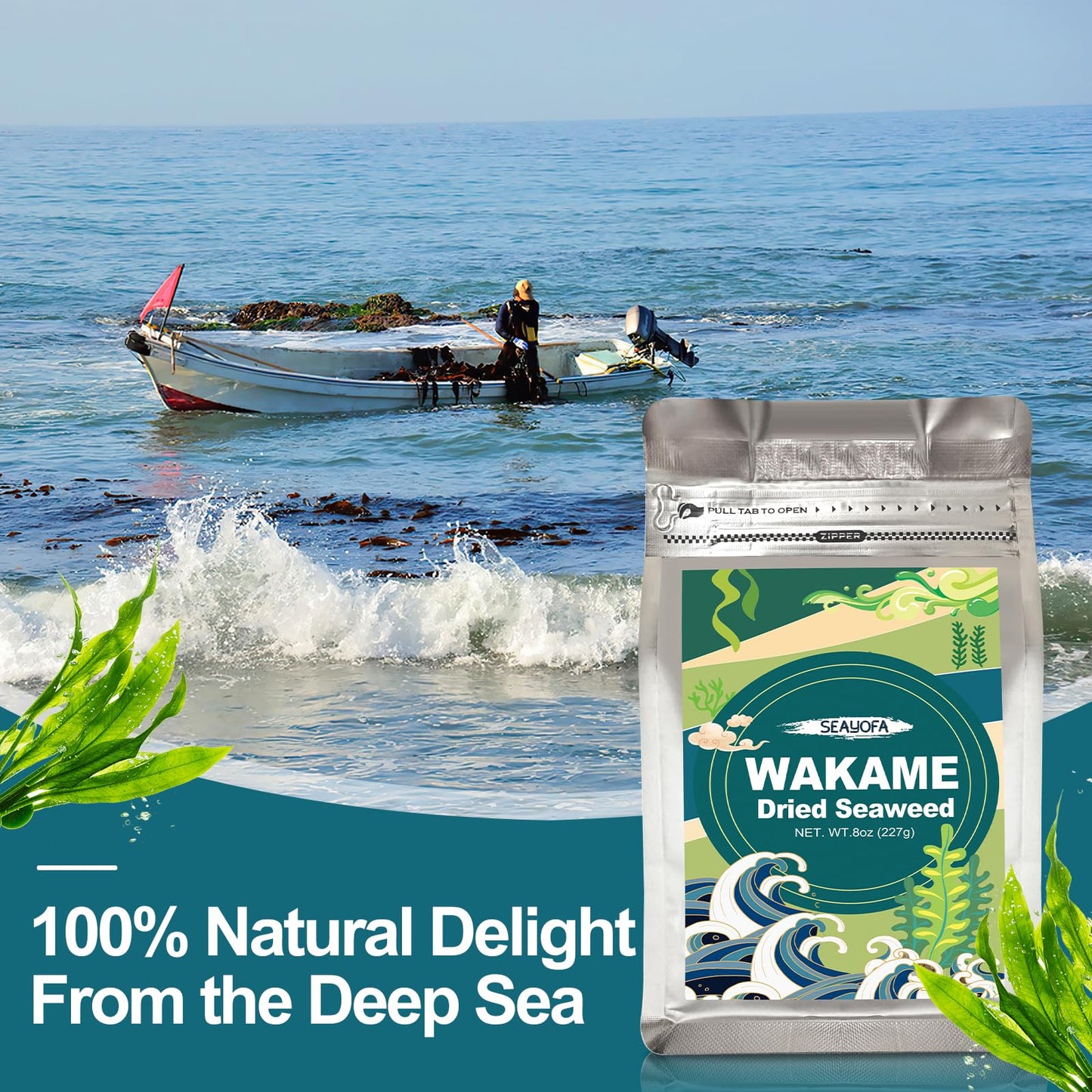 8Oz Dried Wakame Seaweed - 100% Natural Dry Seaweed For Miso Soup, Seaweed Salad, Stews, Camping Food, Healthy Sea Vegetables|No