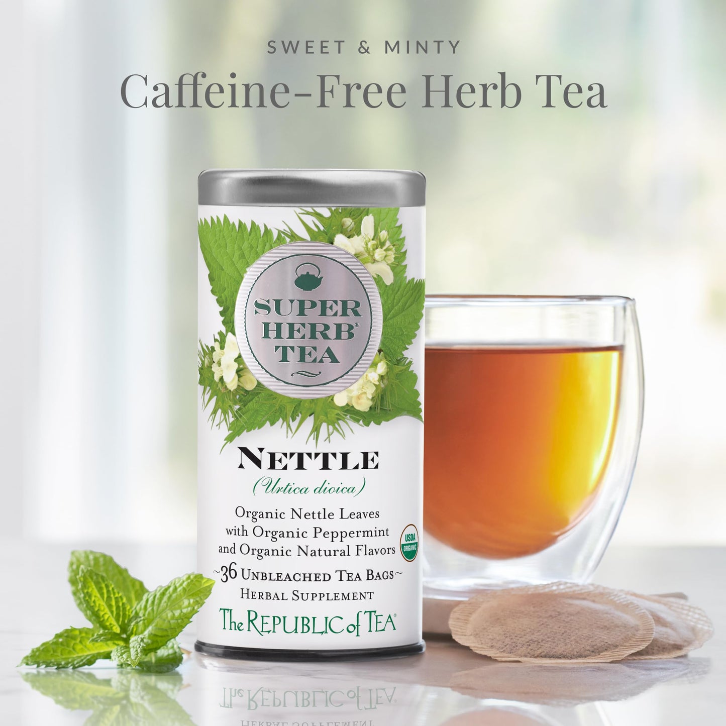 The Republic of Tea Organic Nettle Herbal Tea - Tin of 36 Tea Bags - 1 Count