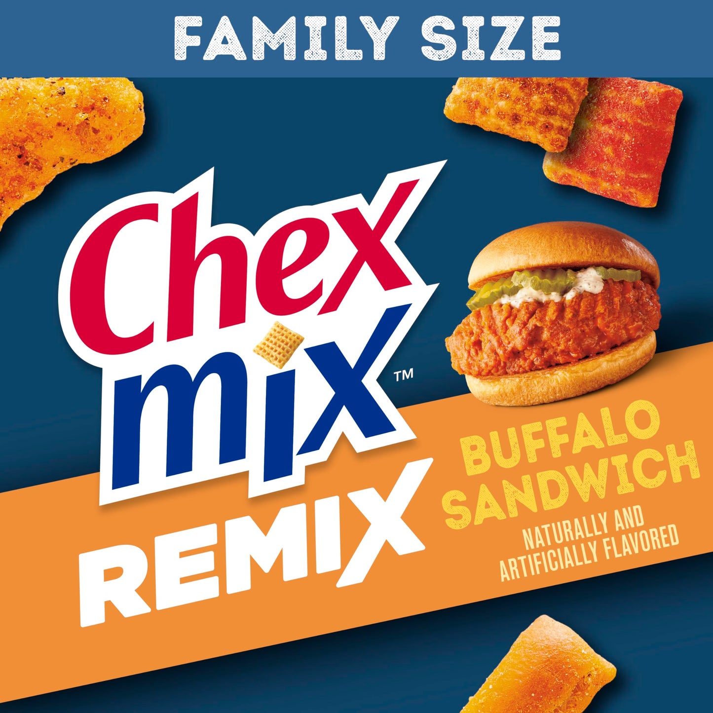 Chex Mix Remix Buffalo Sandwich Savory Snack Mix, Snacks, Family Size, 11 oz