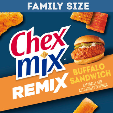 Chex Mix Remix Buffalo Sandwich Savory Snack Mix, Snacks, Family Size, 11 oz