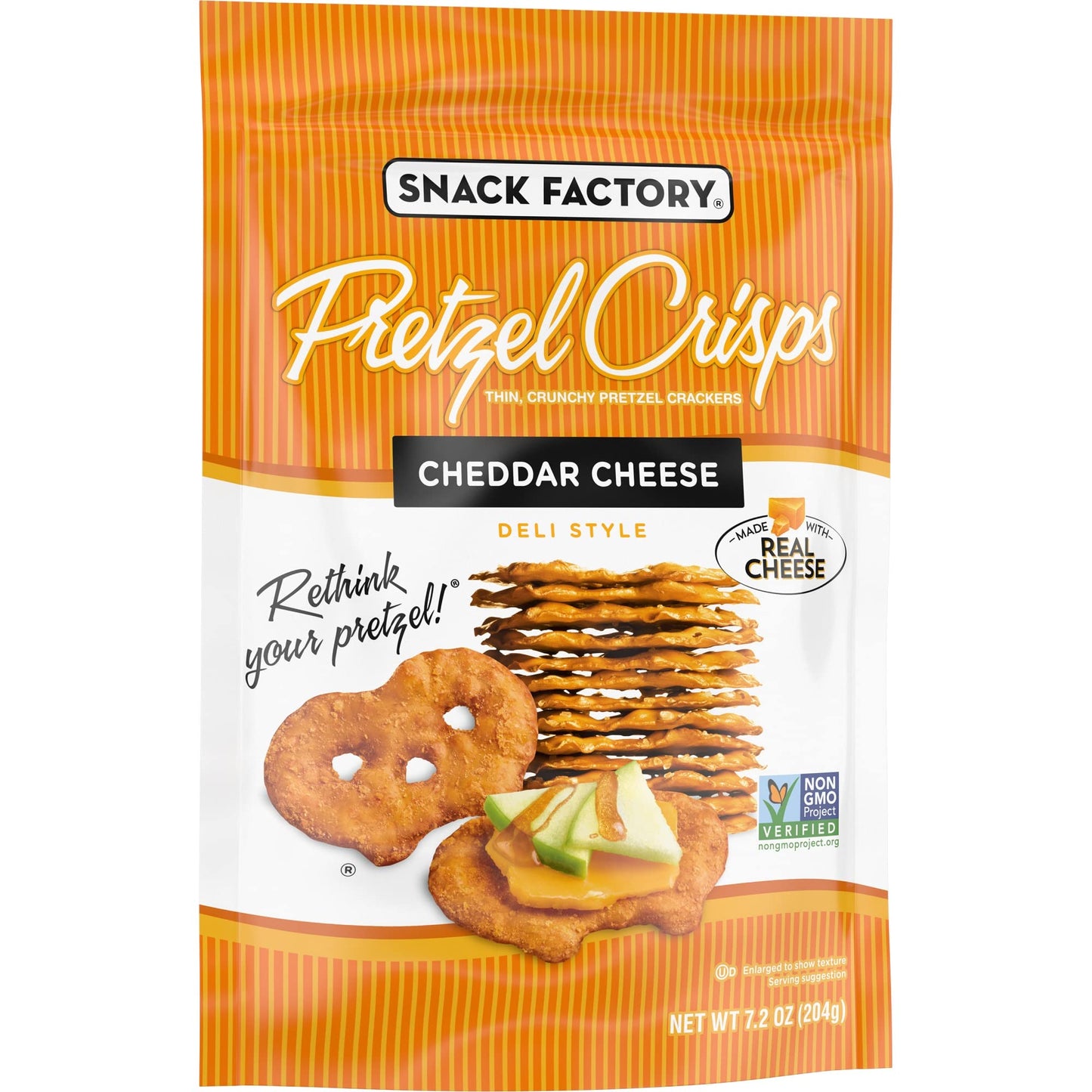 Snack Factory Pretzel Crisps, Cheddar Cheese, 7.2 Oz (Pack of 12)
