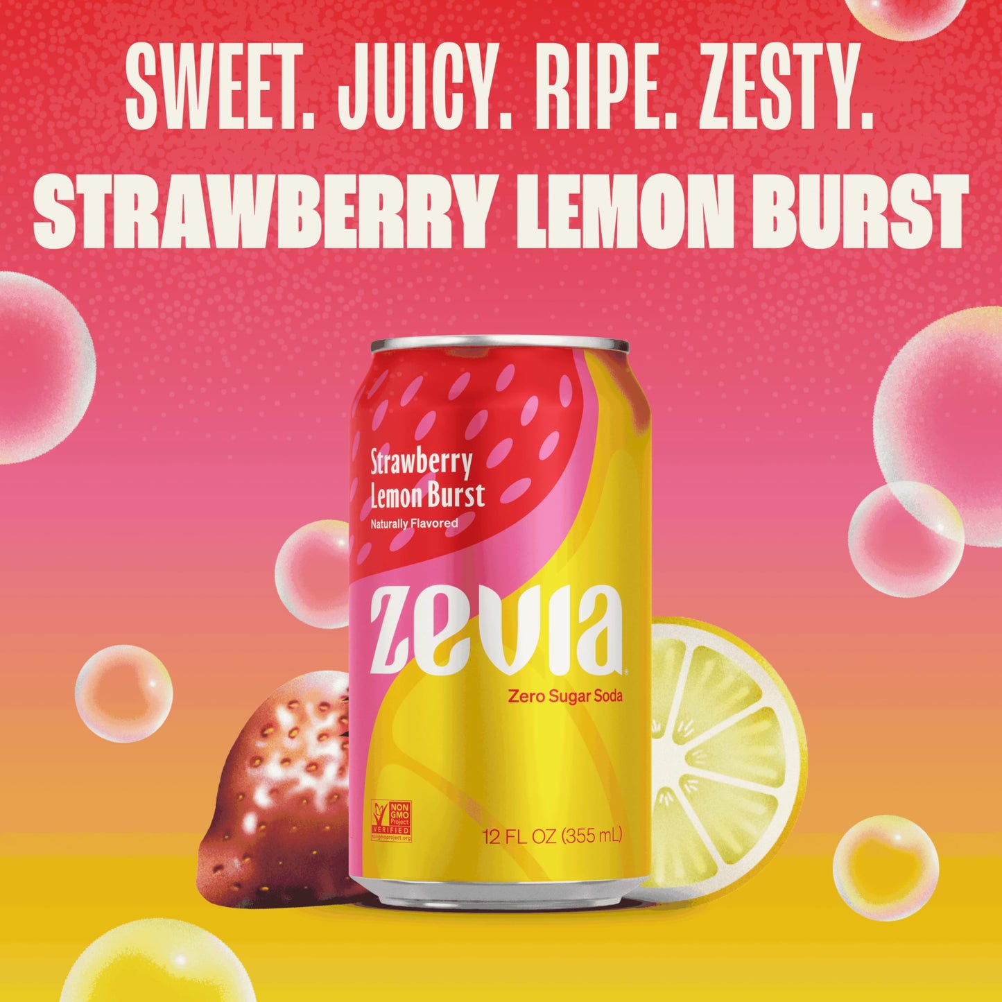 Zevia Zero Sugar Soda, Fruity Variety Pack, 12 Oz Cans (24-Pack) - Naturally Sweetened, Zero Calorie Sugar Free Soda - Non-Gmo P