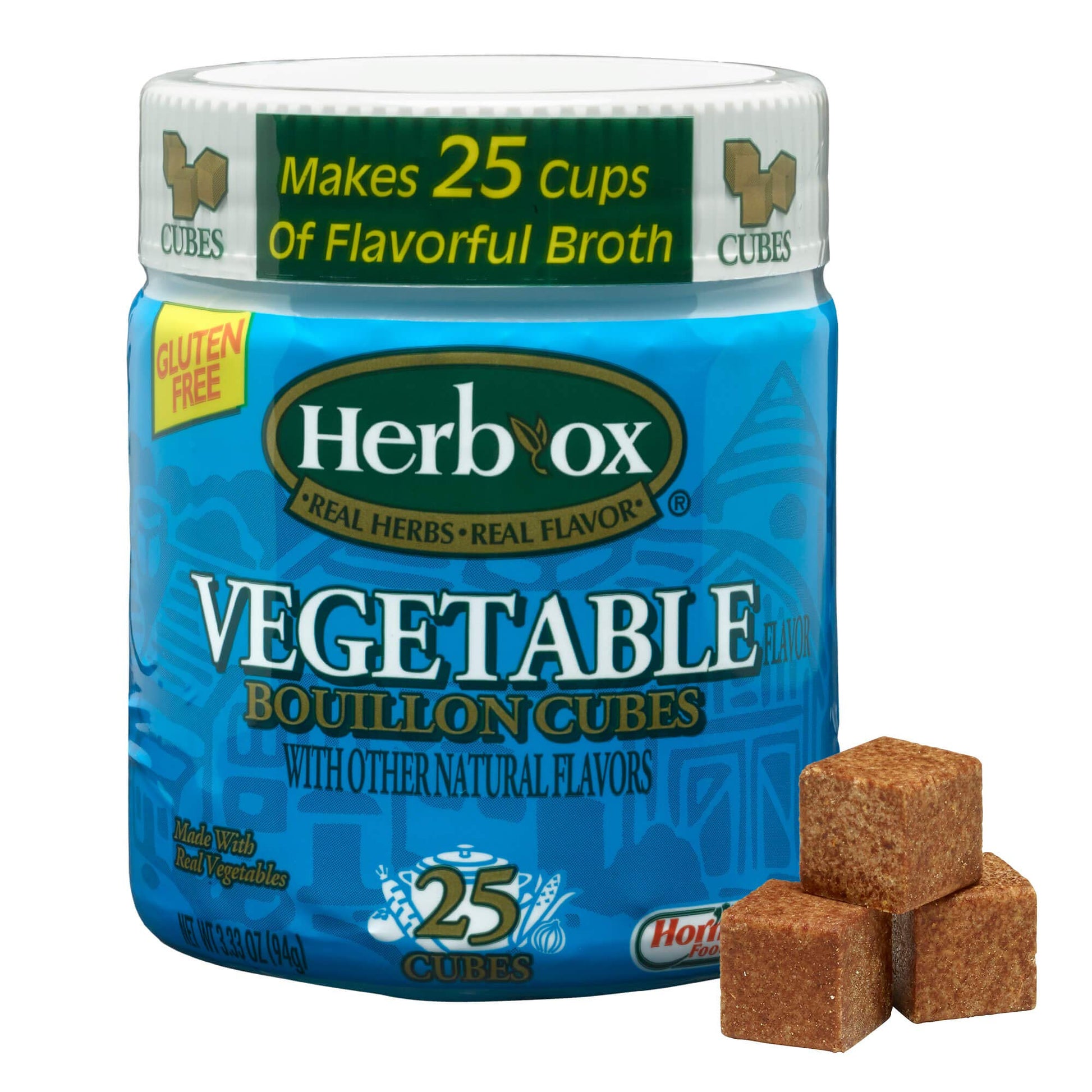 Herb-ox Vegetable Bouillon Cubes, 25 Cubes, 3.25 Ounce (Pack of 12), Model 42012
