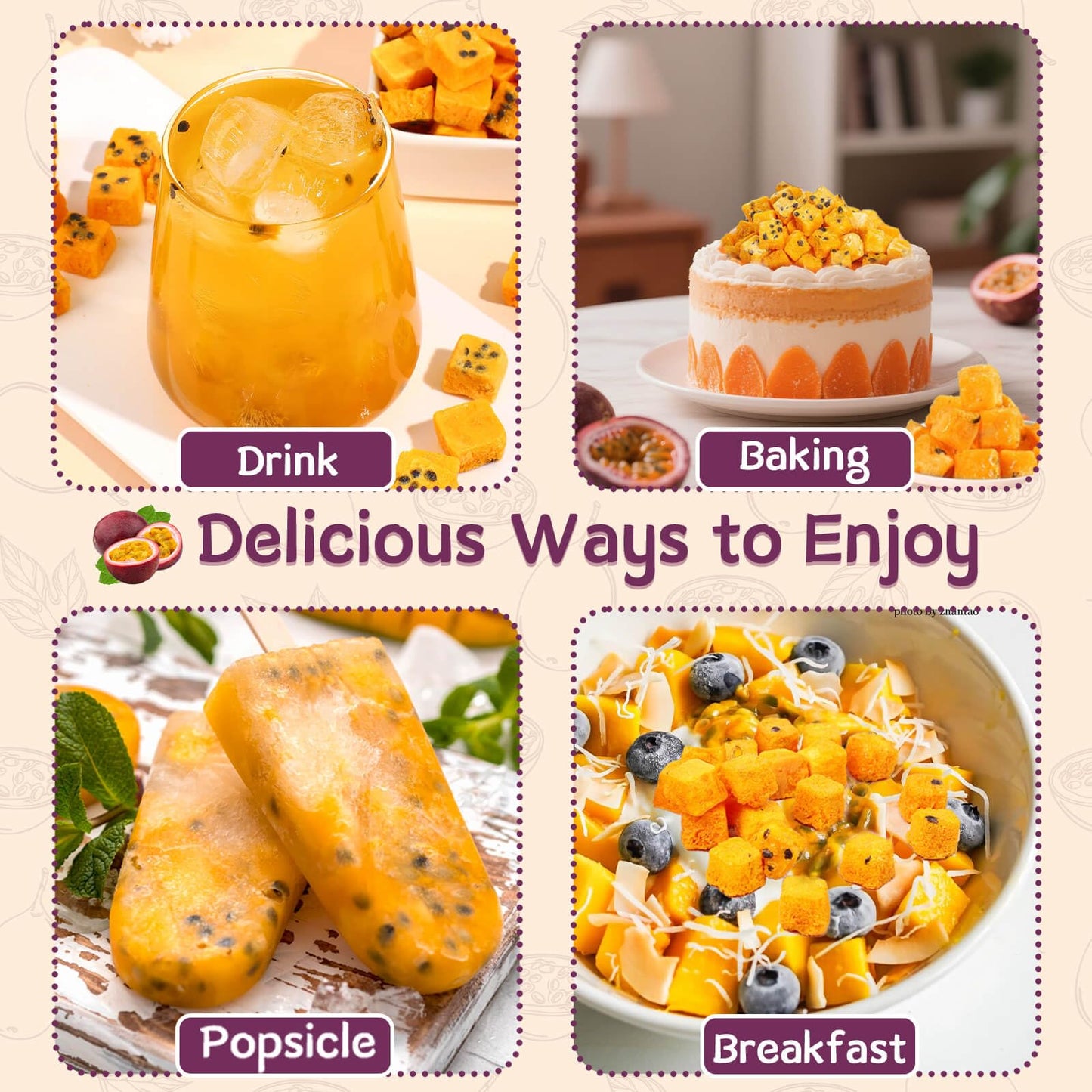 Fangkic Freeze Dried Passion Fruit, 100% Natural, No Sugar, 9 oz, Small