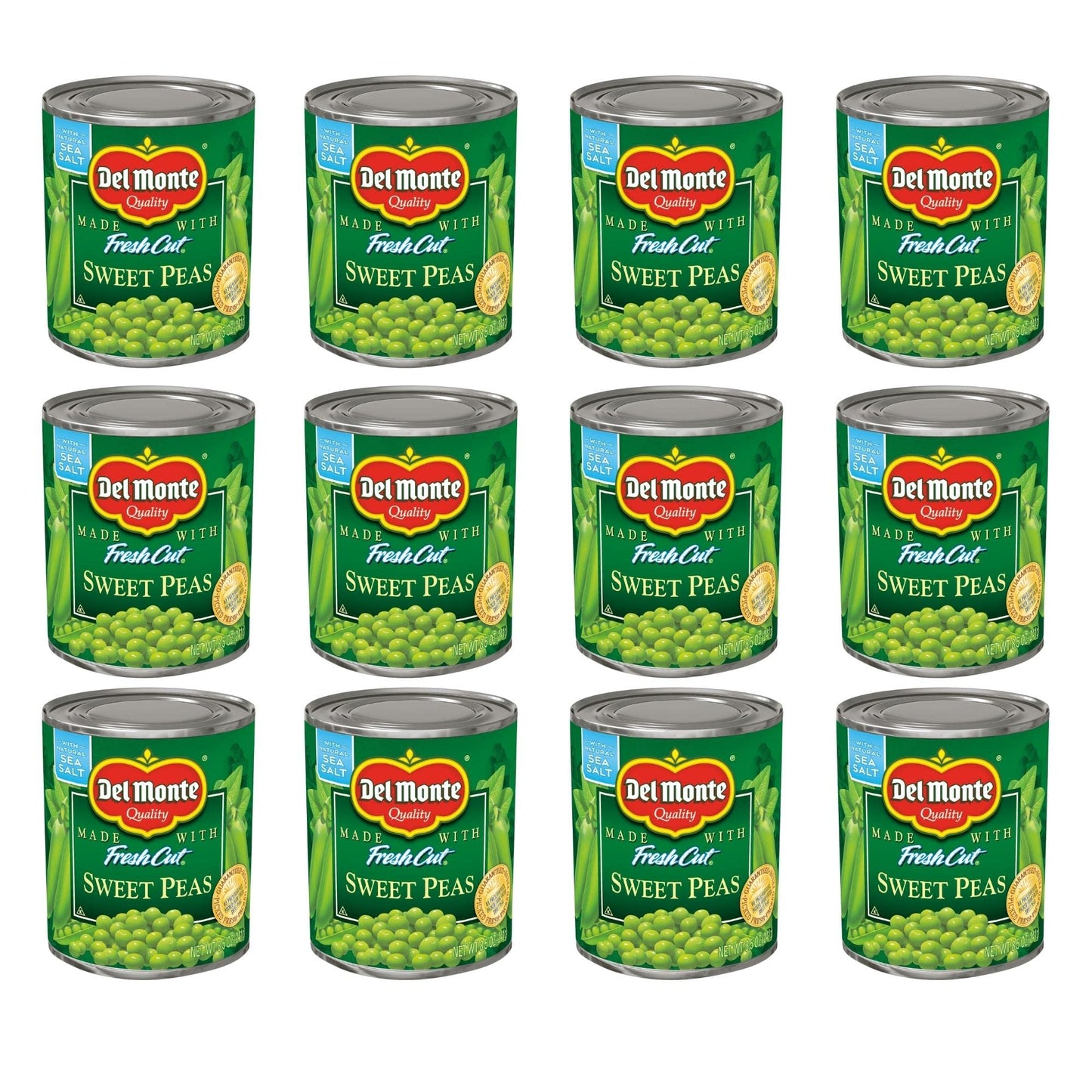 Del Monte FRESH CUT Sweet Peas, Canned Vegetables, 12 Pack, 8.5 oz Can