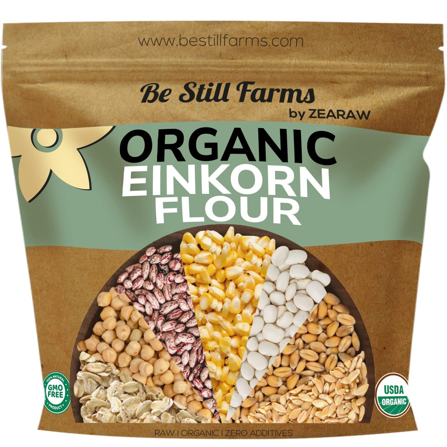 Be Still Farms Organic Einkorn Flour, 4.8 lb - Unbleached, High Protein & Fiber, Vegan, Non-GMO, USA Grown