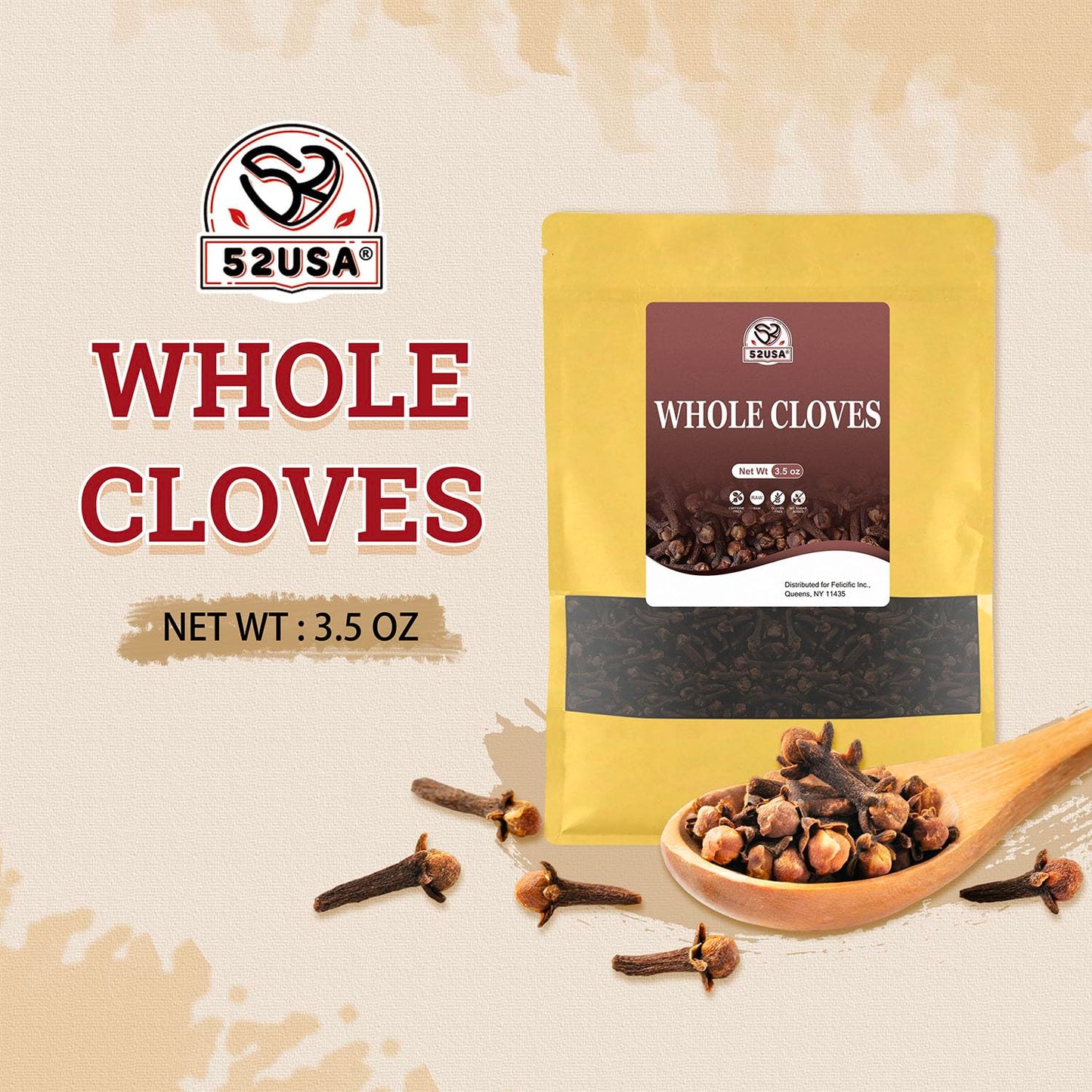 52Usa Cloves Whole 3.5 Oz (Pack Of 1), Great For Food, Tea, Baking And Meats, All Natural | Non Gmo | Kosher | Vegan | Gluten Fr