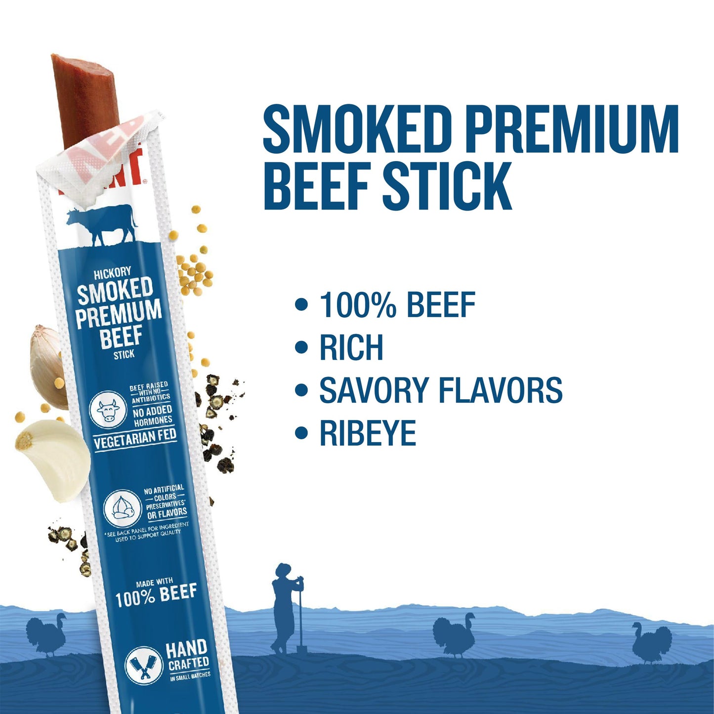 Vermont Smoke & Cure Smoked Beef Sticks - Portable Meat Snack - 1oz - 24 Count