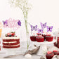 Ephlyn 25Pcs Butterfly Happy Birthday Cake Topper Purple 3D Cupcake Toppers Decorations For Girls Women'S Party Pink