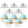 24 Pcs Princess Crown Cupcake Toppers With Crystal Winter Frozen Crown Cupcake Picks For Bridal Shower Wedding Baby Shower Birth