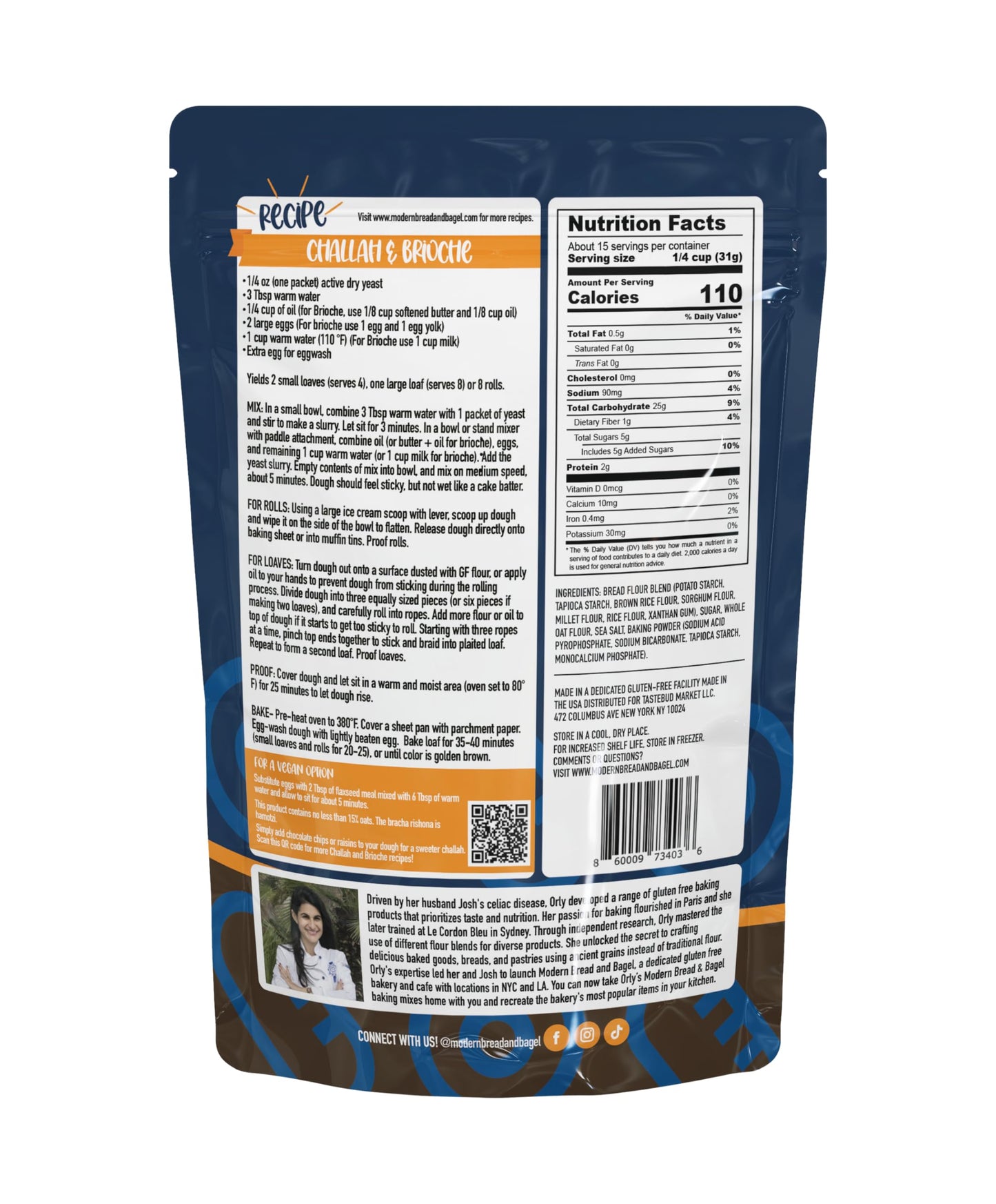 Modern Bread & Bagel Gluten-Free Brioche & Challah Mix | Certified Gluten Free | Nut Free | non-GMO | Corn and Soy Free | Vegan
