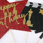 Qertesl Happy Birthday Movie Cake Topper,Movie Night Cupcake Toppers Decoration,Hollywood Theme Cake Party Decoration.