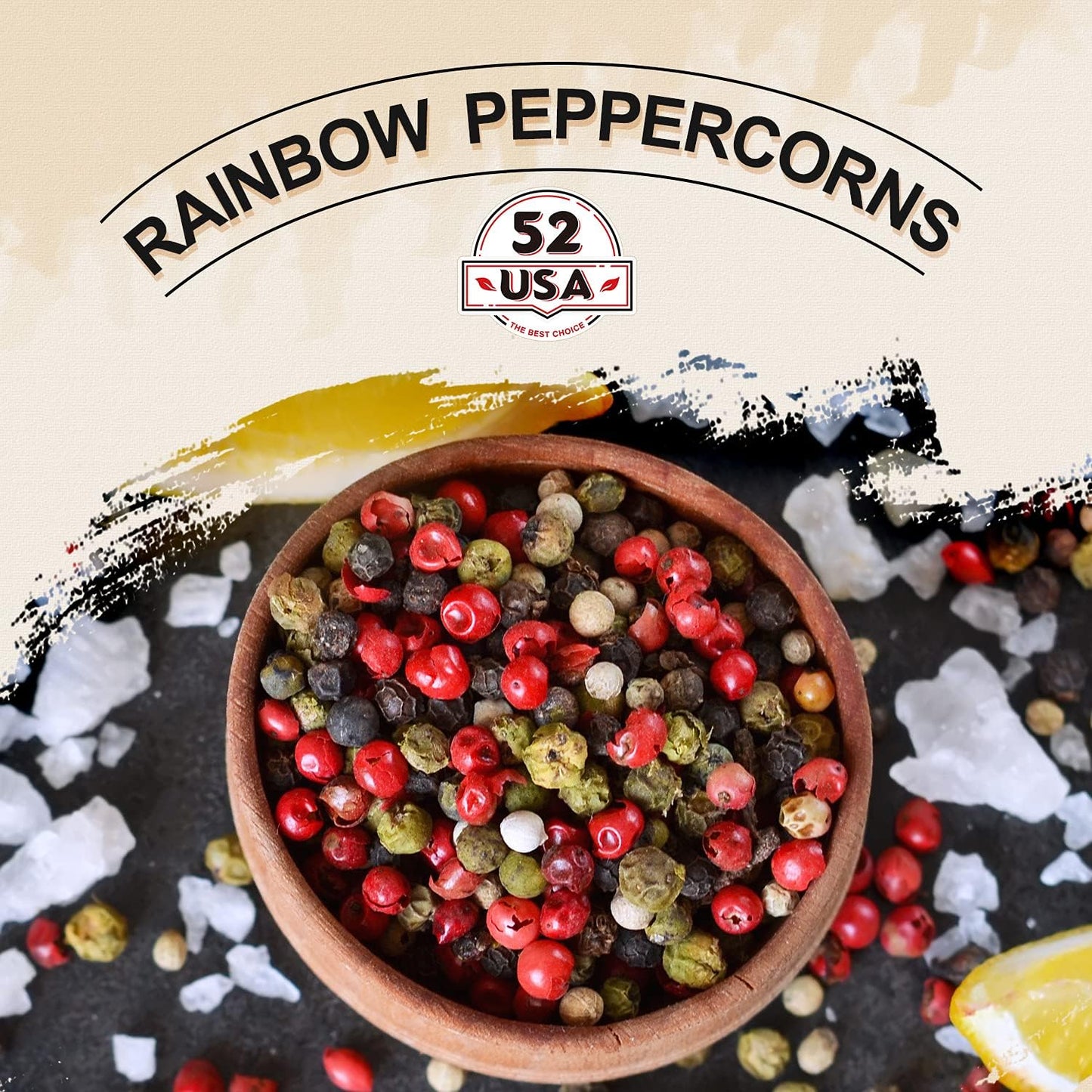 52Usa Rainbow Peppercorns, 12Oz, Peppercorn For Grinder Refill, Non-Gmo, Kosher, Whole White & Red & Black Peppercorns, Packed T