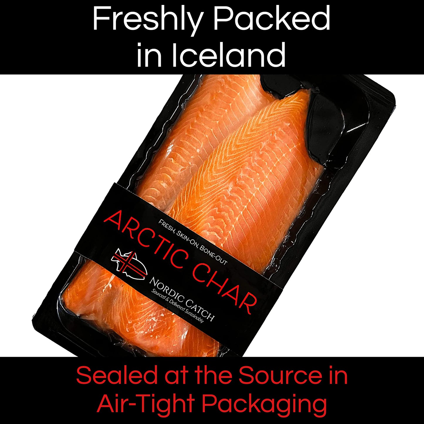 Nordic Catch, Fresh Salmon & Arctic Char Freshly Packed O-Mega Bundle From Iceland - Never Frozen, Sustainably Sourced, Air-Tigh