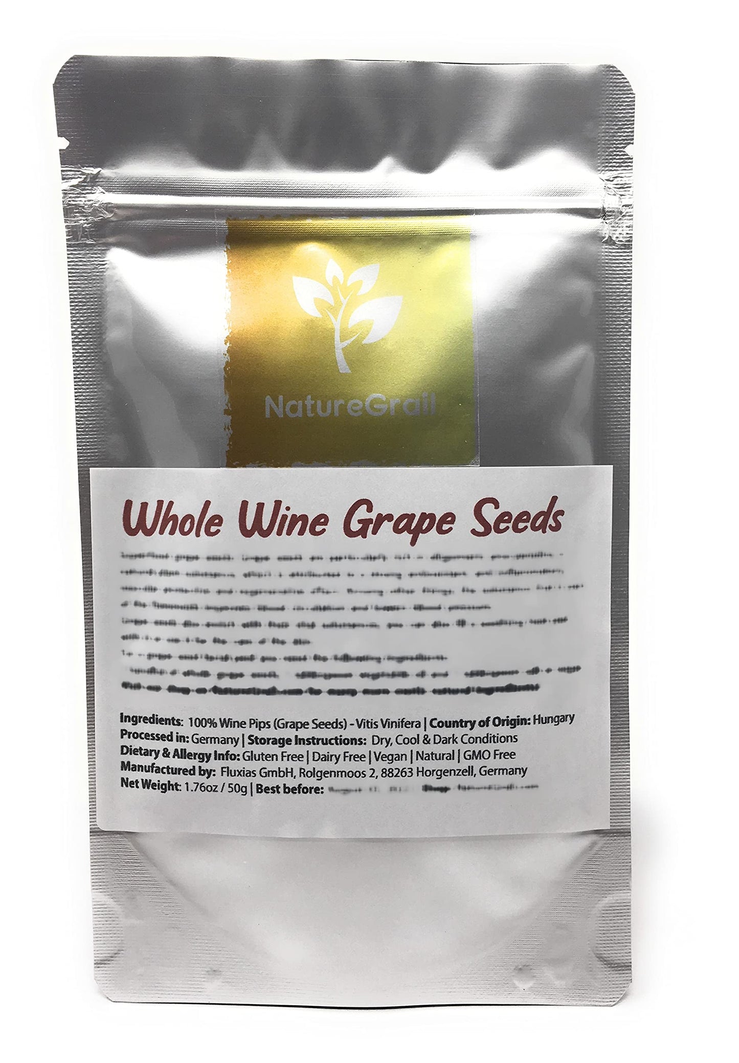 Naturegrail Whole Wine G  Seeds - 100% Natural Vitis Vinifera - 1.76oz (50g) - Kosher, Halal