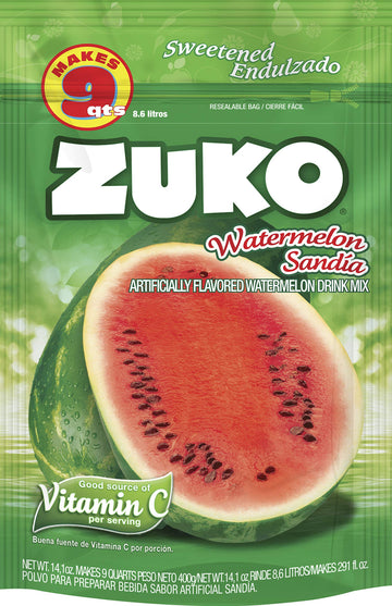 Zuko Watermelon Instant Powder Drink | Family Pack | No Sugar Needed | Vitamin C | 14.1 Ounce (Pack of 6)