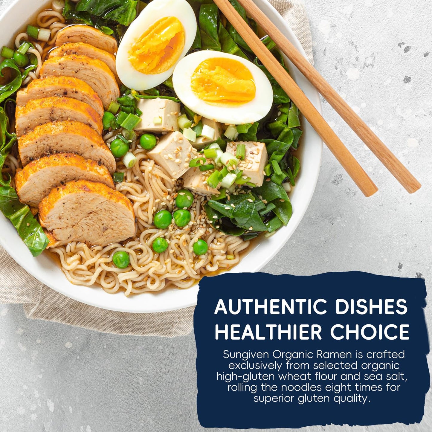 SUNGIVEN Organic Ramen Noodles Healthy Low Sodium Ready in 3 Minutes Non-Fried Instant No Additives or Preservatives 2.47 OZ (Pack of 20) 49.38 Oz