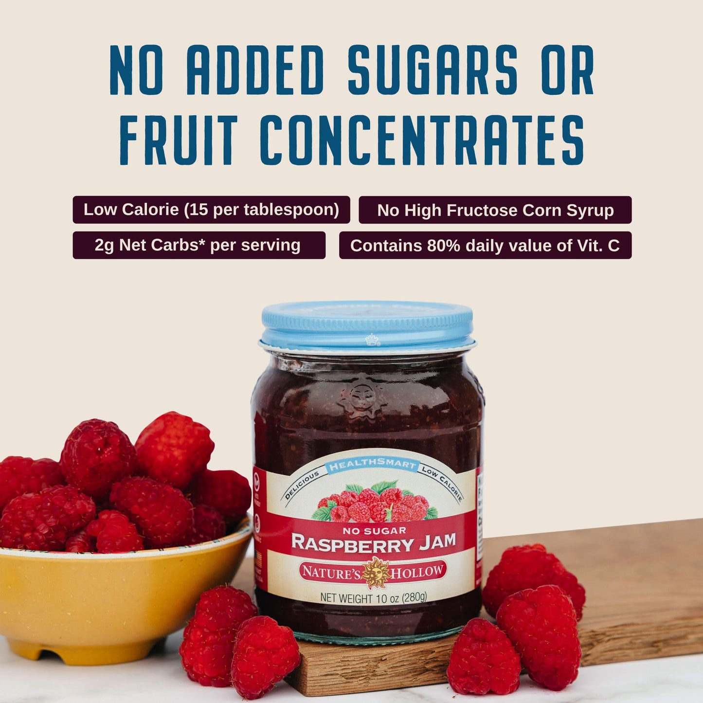 Nature'S Hollow Raspberry Jam: Sugar Free Jam And Preserves, Low Cal, Non Gmo, Keto Jam, Vegan, Gluten Free, And Diabetic Friend
