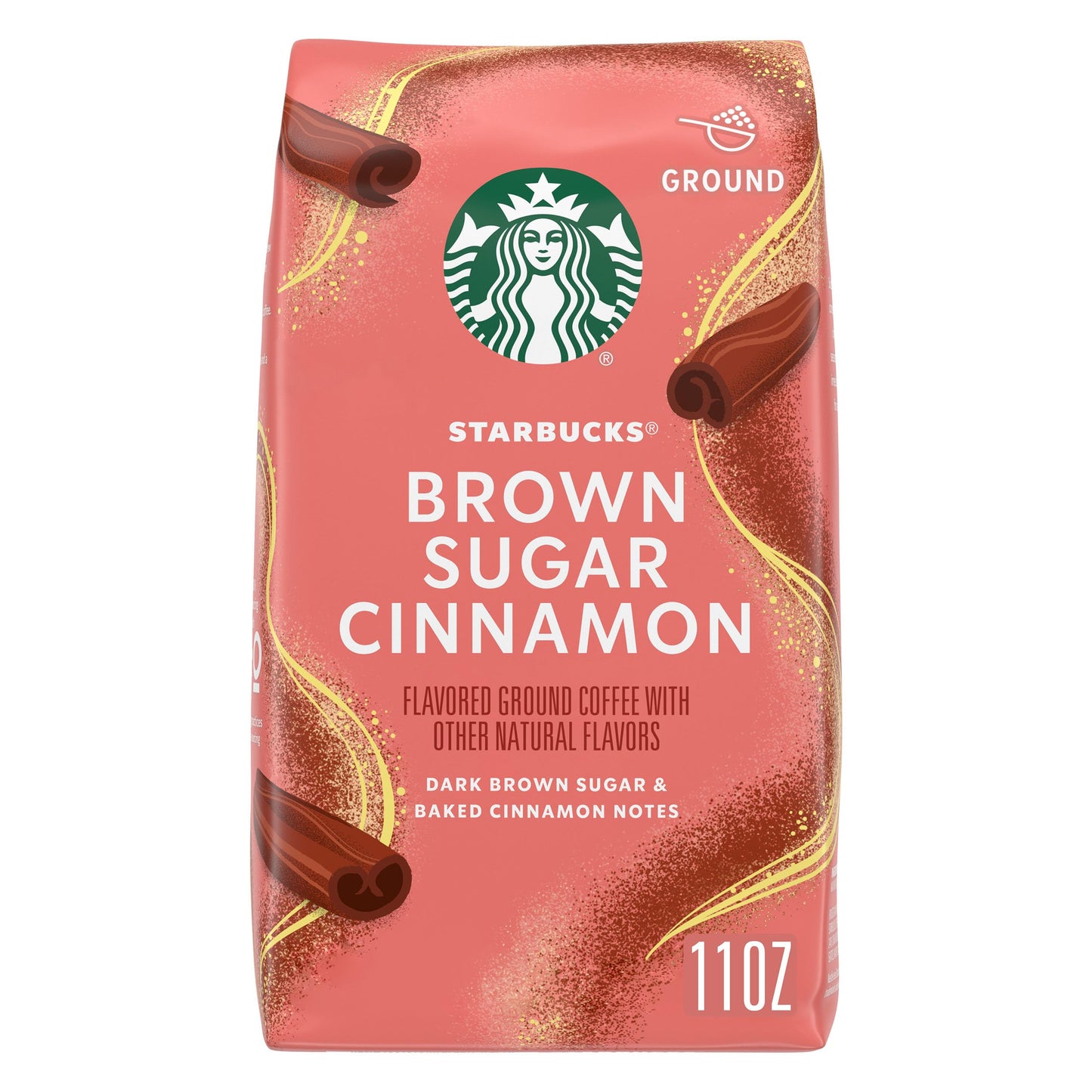 Starbucks Brown Sugar Cinnamon  Hot Or Iced Coffee  Flavored Ground Coffee  11 Oz