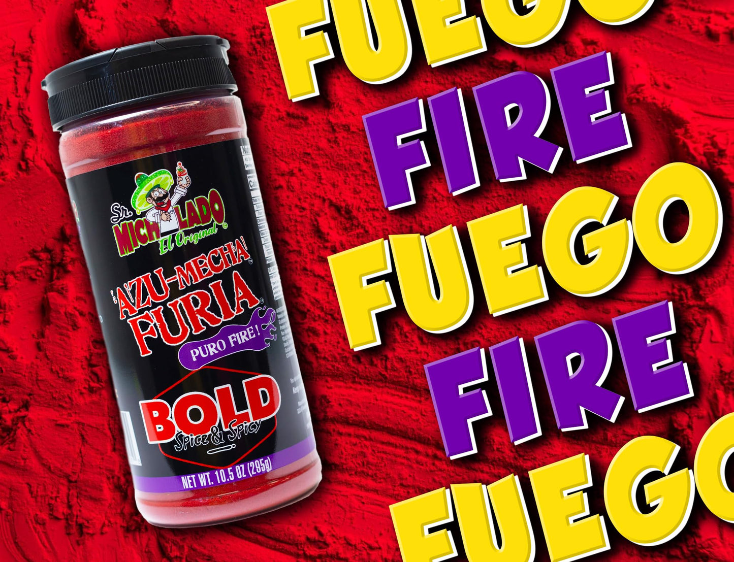 Mexgrim Bold Fuego Powder Dust  Sr.Michelado Hot Chilli Lime 285g.Perfect For Potato Chips Wing Seasoning Popcorn Corn Fruit & Chamoy Pickle Kit.Polvo De Fuego Tiktok Trend Items Set Includes Sticker