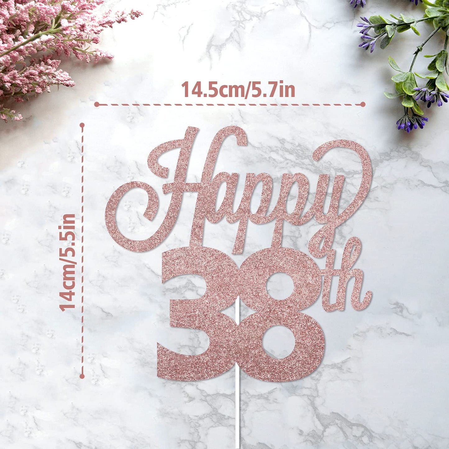 Lingteer Happy 38Th Birthday Cake Topper - Cheers To 38Th Birthday 38 Years Old Birthday Party Cake Decorations Sign.