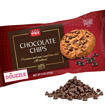 DOUzzle Dark Chocolate Chips for Baking - Premium 60% Cocoa Semi-Sweet (9 OZ - Pack of 1) Kosher Parve