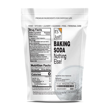 It's Just - Baking Soda, 100% Pure Sodium Bicarbonate, Food Grade, Non-GMO, Made in USA, Cooking, Baking, Aluminum Free (3.5 Pou
