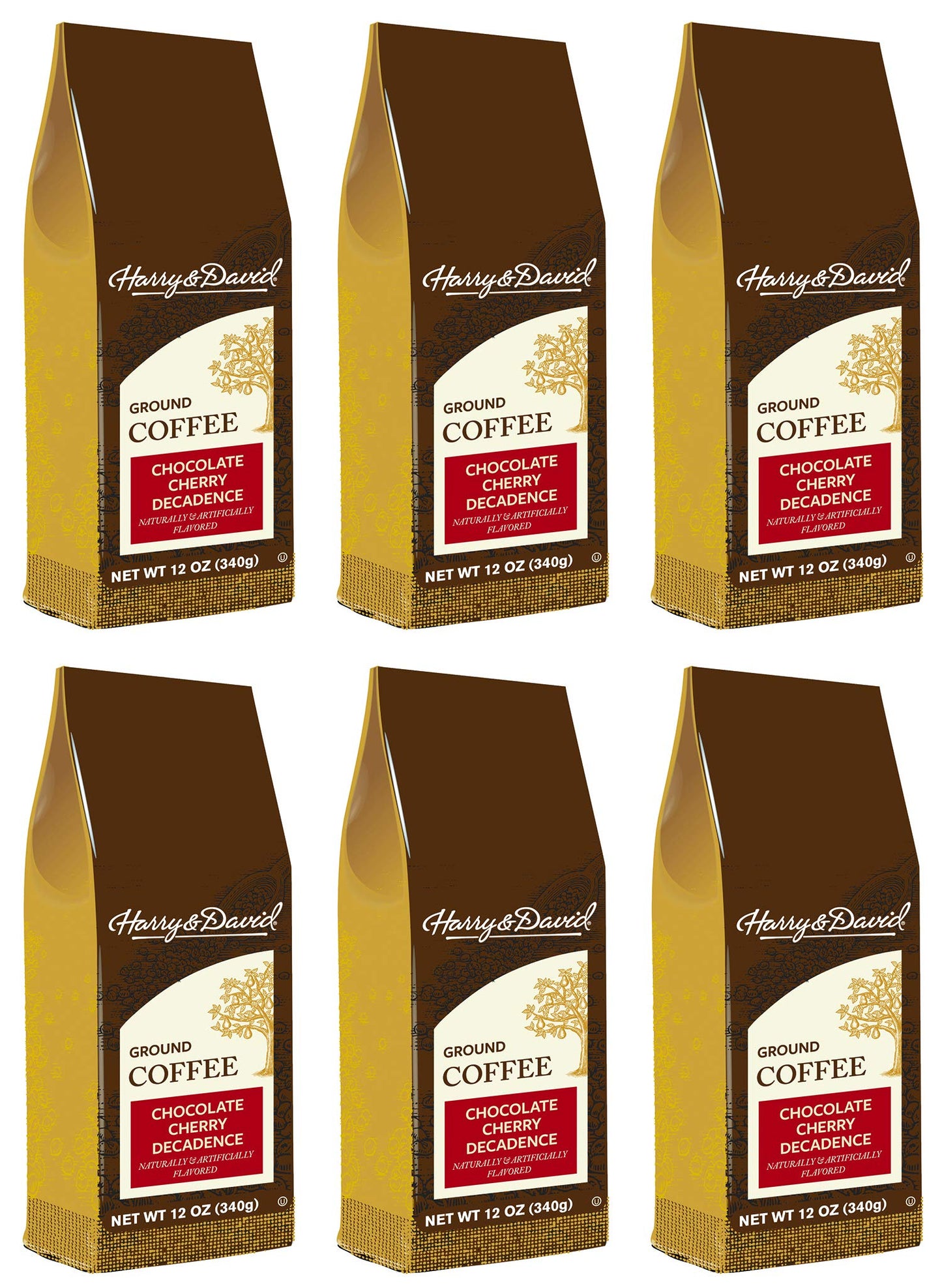 Harry & David Ground Coffee  Chocolate Cherry Decadence  6 Bags 12 Oz Each Medium Roast
