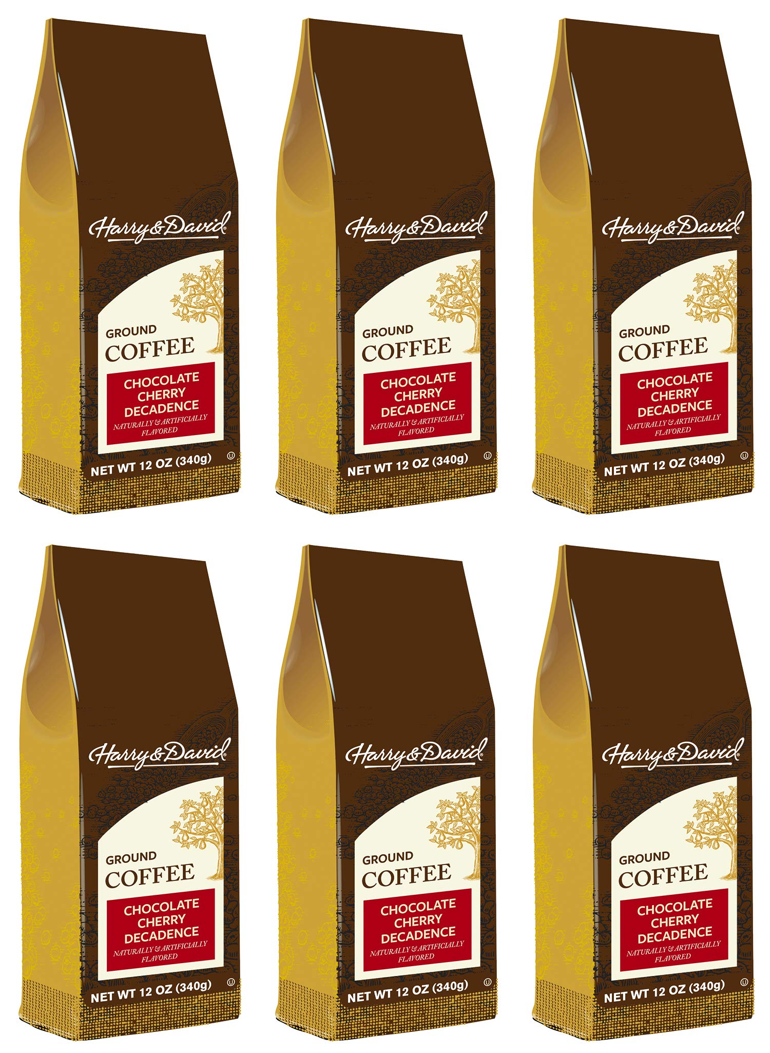Harry & David Ground Coffee  Chocolate Cherry Decadence  6 Bags 12 Oz Each Medium Roast