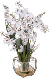 Nearly Natural Dancing Lady Orchid Silk Flower Arrangement, White, Model 1119-WH, Polyester and Glass Material