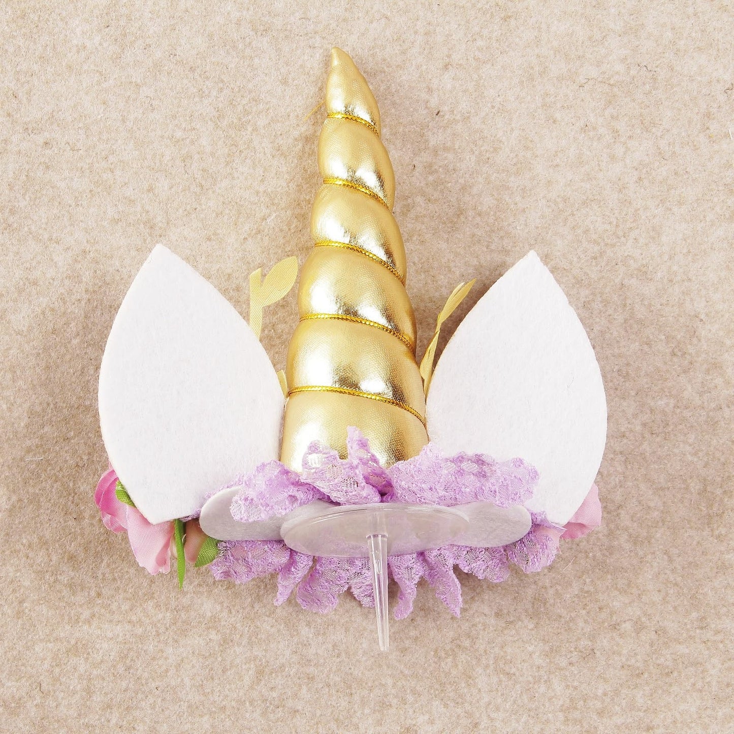 Nishine Rose Floral Unicorn Cake Topper, Gold & Ivory, Paper, 14cm x 14cm x 3cm