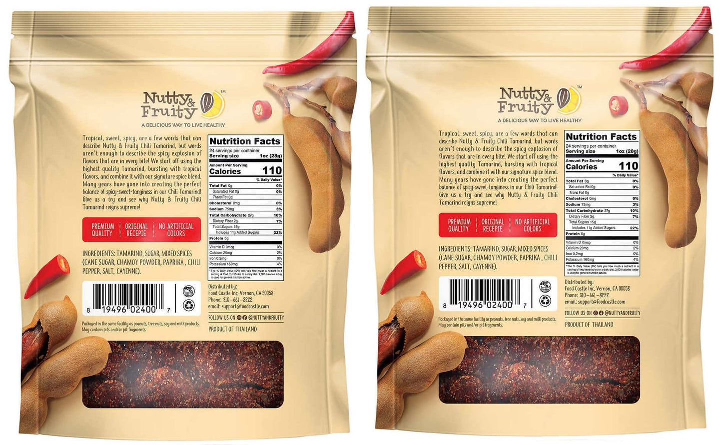 Generic (Pack Of 2) Nutty & Fruity Spicy Chili Tamarind Bites, 24 Oz(Total 48 Oz)